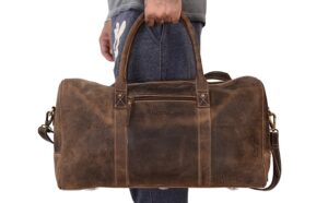 KomalC Leather Travel Duffel Bags