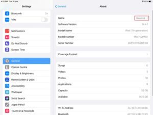 Rename or Change your iPad Name