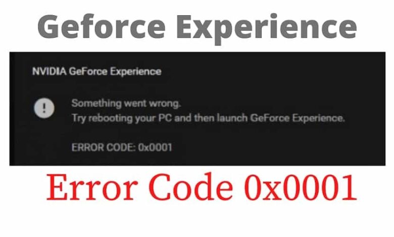 NVIDIA GeForce Error Code 0x0001