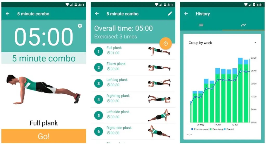Planking exercise app