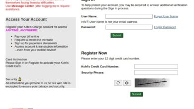 kohls credit card login