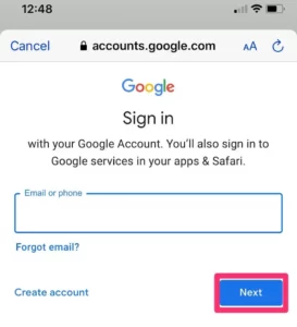 Sign in your account